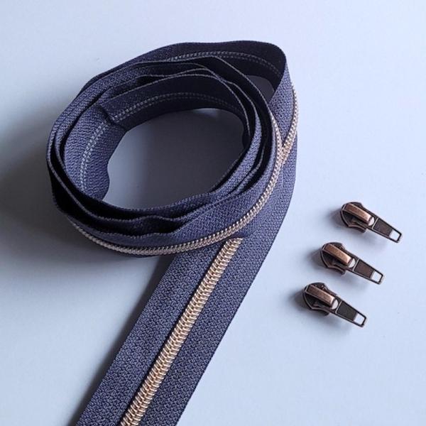 Reissverschluss & Zipper im Set (Kupfer/Lilac)